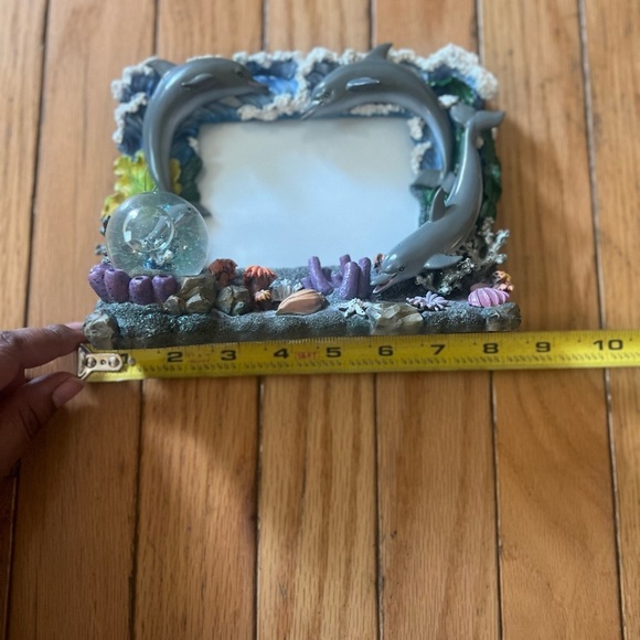 vintage dolphin picture 3D frame Water globe Ceramic Starfish Ocean Seashell - Picture 7 of 8